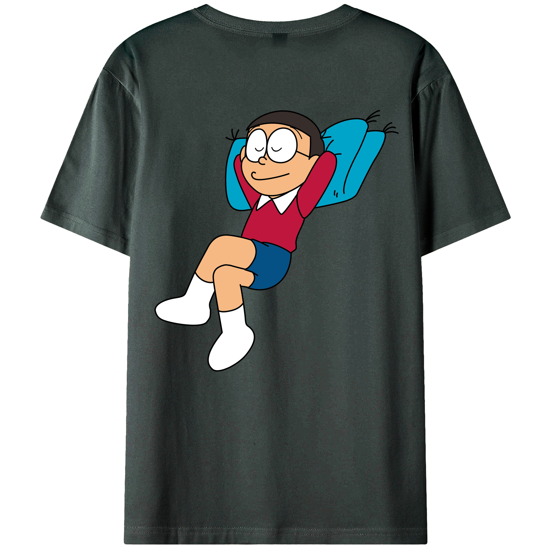 （画像用） ドラえもん 野比 のび太 Doraemon Nobita Nobi 綿100％ メンズ半袖Tシャツ（バックプリント） 通気性